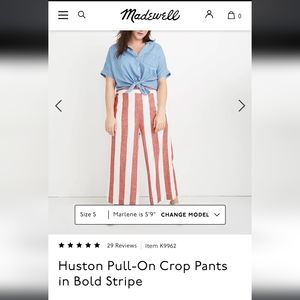 Madewell Huston Pull-On Pants Bold Stripe